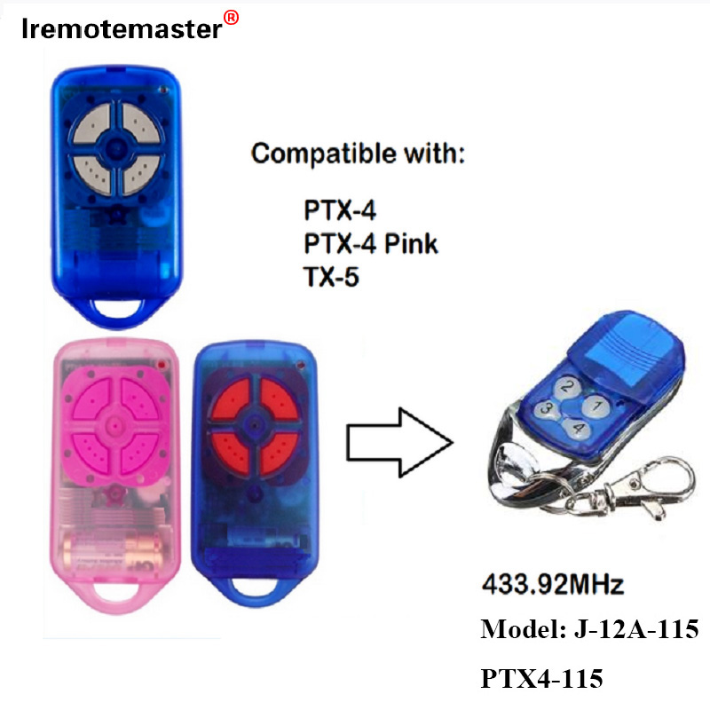 适用于 PTX4 433.92 MHz 滚动代码车库门遥控器